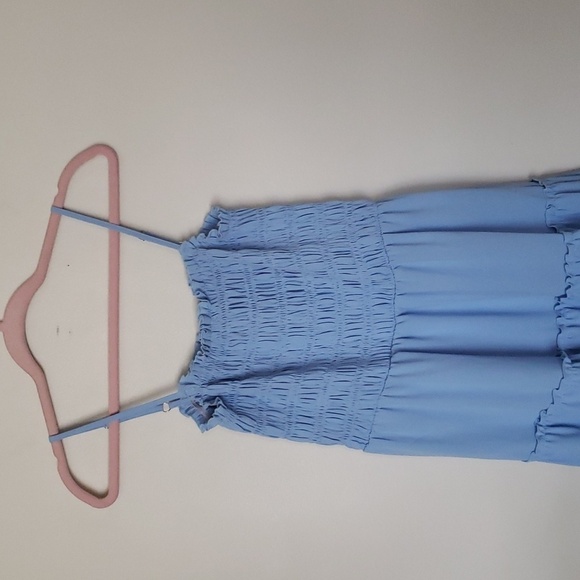 Grace Karin smocked baby blue tiered midi dress, women's size medium - Picture 2 of 8